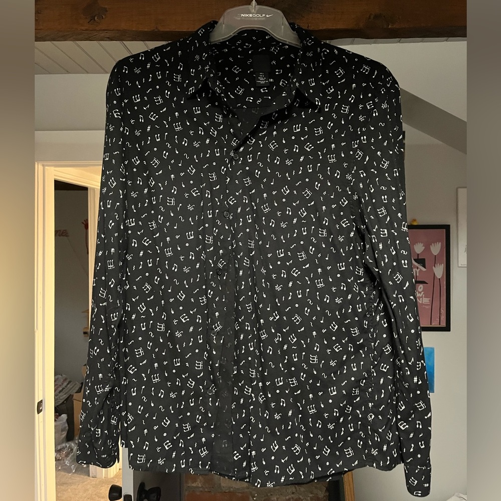 H&M Music Note Dress Shirt